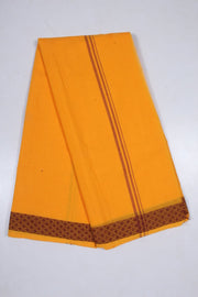 Orange Dobby Dhoti Dupatta with Self Line and Maroon Border
