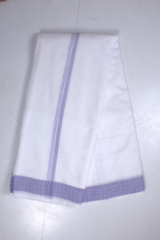 White Dobby Dhoti Dupatta with Iris Purple Border
