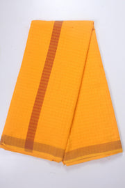 Orange Self Check Dhoti Dupatta with Maroon Border