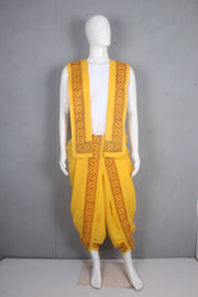Yellow Dhoti Dupatta with Printed