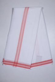 White Plain Dhoti Dupatta with Crimson Red Border