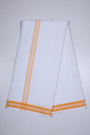 White Plain Dhoti Dupatta with Bright Orange Border
