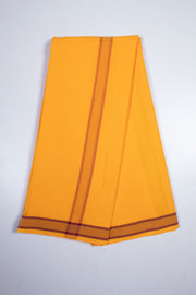 Saffron Orange Plain Dhoti Dupatta with Amber Brown Border