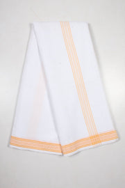 White Plain Dhoti Dupatta with Gold Yellow Border