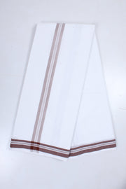 White Dhoti Dupatta with Brown Border