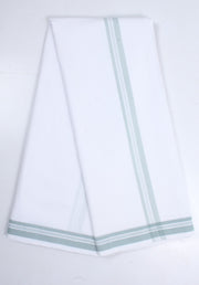 White Dhoti Dupatta with Green Border
