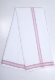 White Dhoti Dupatta with Magenta Border