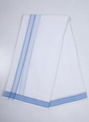 White Plain Dhoti Dupatta with Blue Border