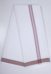White Plain Dhoti Dupatta with Brown Border