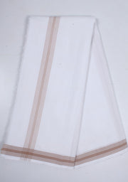 White Plain Dhoti Dupatta with Brown Border