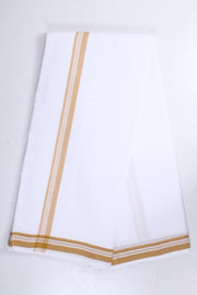 White Dhoti Dupatta with Brown Border