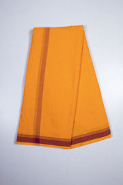 Saffron Orange Plain Dhoti Dupatta with Amber Brown Border