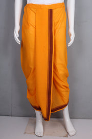 Yellow Dhoti Dupatta with Maroon Red Border