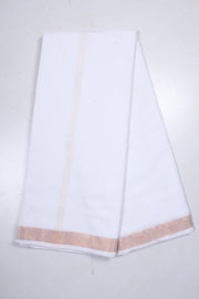 White Dhoti Dupatta with Golden Zari Border