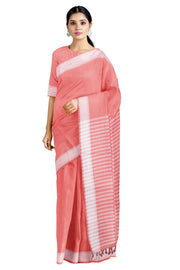 Red Saree with White Border
