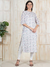 White Printed Long Kurti
