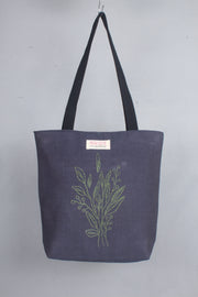 Blue Hand Embroidery Tote Bag