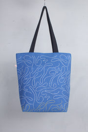 Blue Hand Embroidery Tote Bag