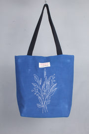 Blue Hand Embroidery Tote Bag