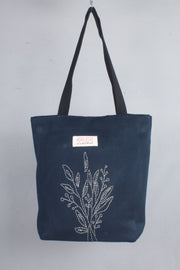 Blue Hand Embroidery Tote Bag