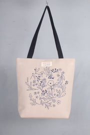 Pink Hand Embroidery Tote Bag