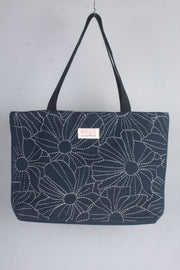 Blue Hand Embroidery Tote Bag