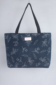 Blue Hand Embroidery Tote Bag