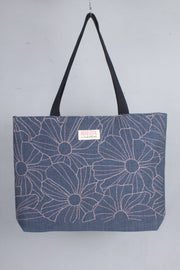 Blue Hand Embroidery Tote Bag