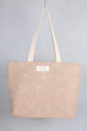 Peach Hand Embroidery Tote Bag