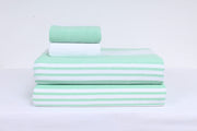 White and Green Stripes Double Bedsheet