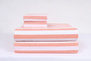 Coral Stripe Cotton Bed Sheet Set