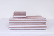 Chocolate Brown and White Stripes Double Bedsheet