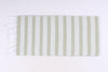 Off White and Sea Green Striped Single Bedsheet
