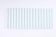 White and Sky Blue Striped Single Bedsheet
