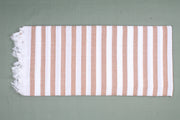 White and Sky Brown Striped Single Bedsheet