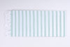 White and Sea Green Striped Single Bedsheet
