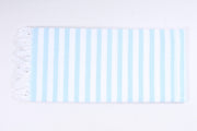 White and Sky Blue Striped Single Bedsheet