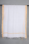 White Gamchha with Orange Border