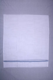 White Gamchha with Blue Stripes