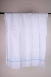 White Gamchha with Blue Stripes