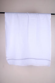 White Gamchha with Purple Stripes