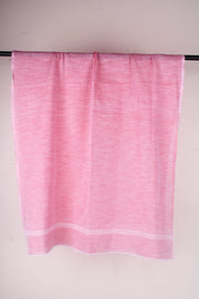 Red and White Space Dyed Gamchha with White Stripes