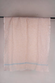 Beige and White Space Dyed Gamchha with Blue Stripes