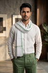 White Gamchha with Green Border