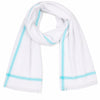 White Self Line Gamchha with Cyan Border