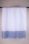 White Self Striped Gamchha with Blue Stripes