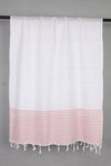 White Gamchh with Pink Striped Border