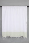White Gamchh with Self Line and Green Striped Border