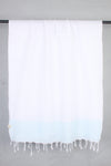 White Gamchh with Self Line and Sea Green Striped Border
