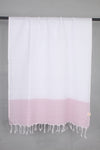 White Gamchha with Striped and Pink Lining